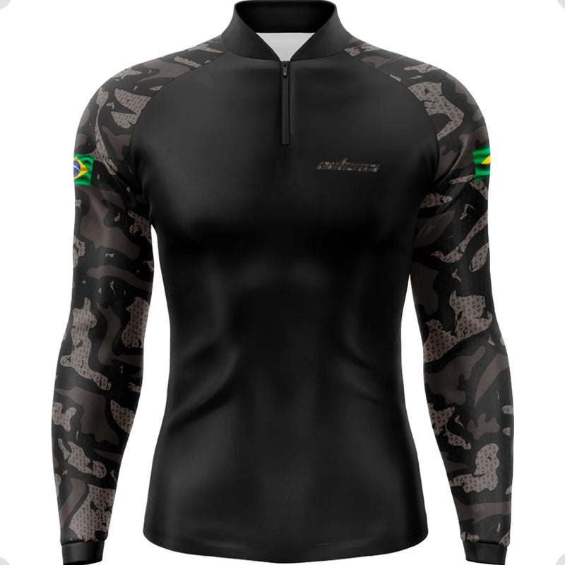 Camisa Camiseta Blusa Pesca Proteção Solar Uv50 Camuflada