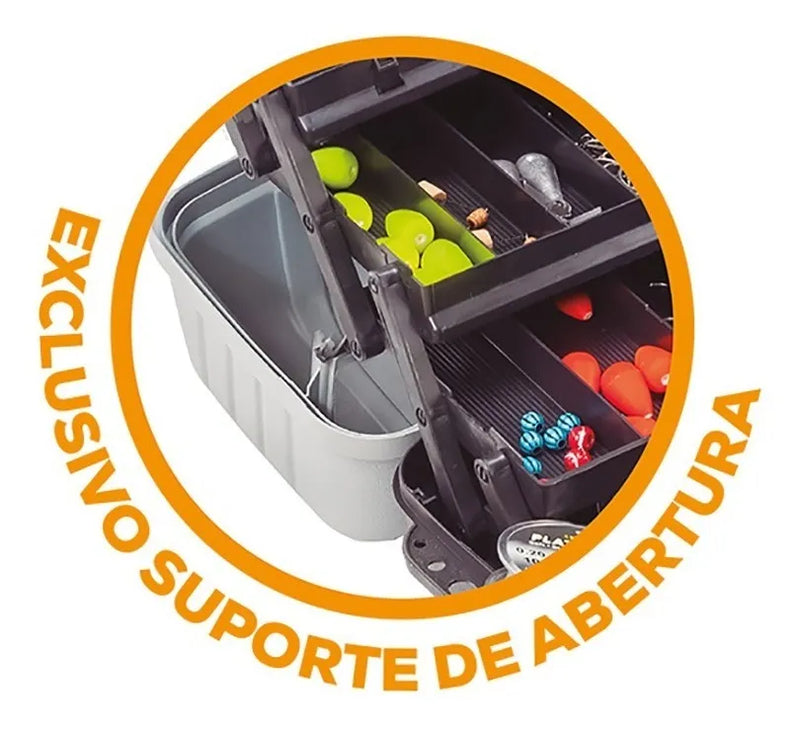 Maleta Pesca Caixa Multiuso 3 Bandejas Com Divisórias Traia