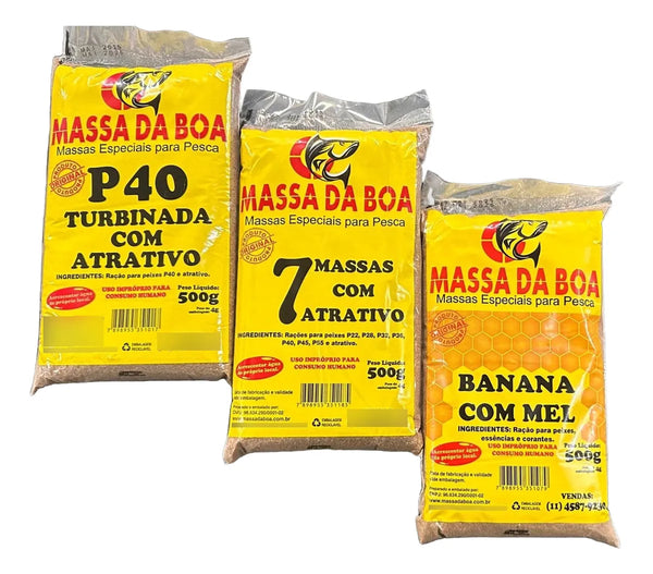 Kit 3 Massas Pesca P40 Turbinada + 7 Massas E Banana Com Mel